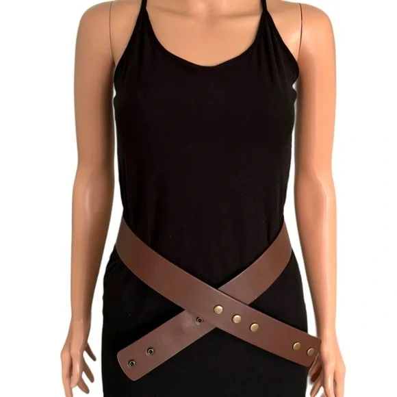 Behind the Buckle Brown Leather Unisex Adjustable Cowgirl Cowboy Western Belt‎