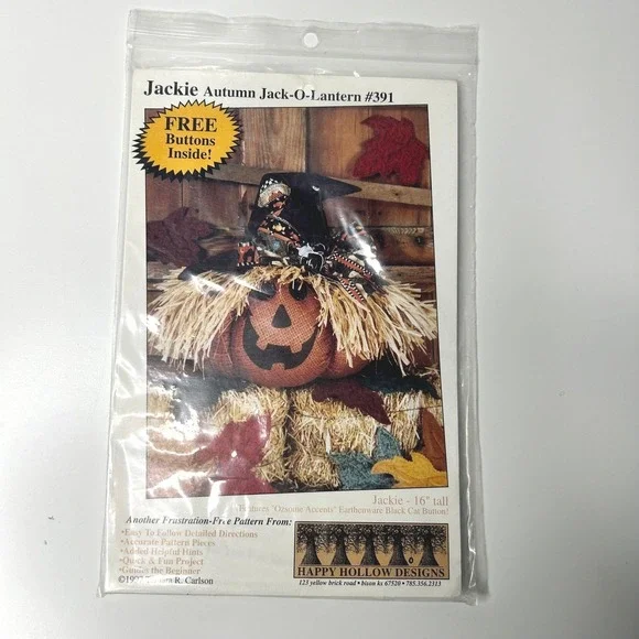 Jackie Autumn Jack-O-Lantern #391 Craft Sewing Pattern‎ Halloween Decor