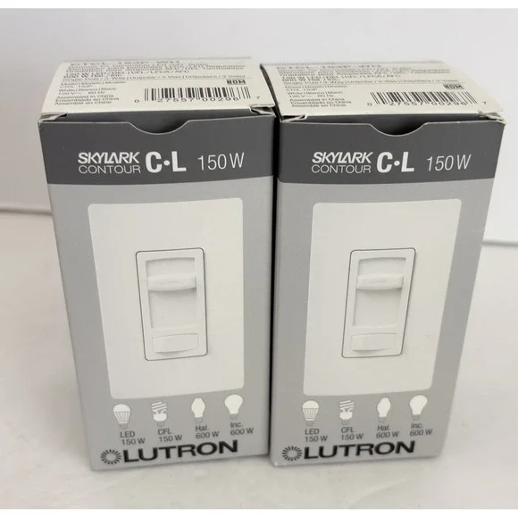 Lot 2 Lutron CTCL-153P-WH Skylark Contour 150-Watt Multi-Location CFL/LED White