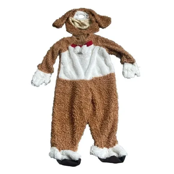 Unbranded 18-24 Months Brown / White Dog Costume With Head Piece & Tail