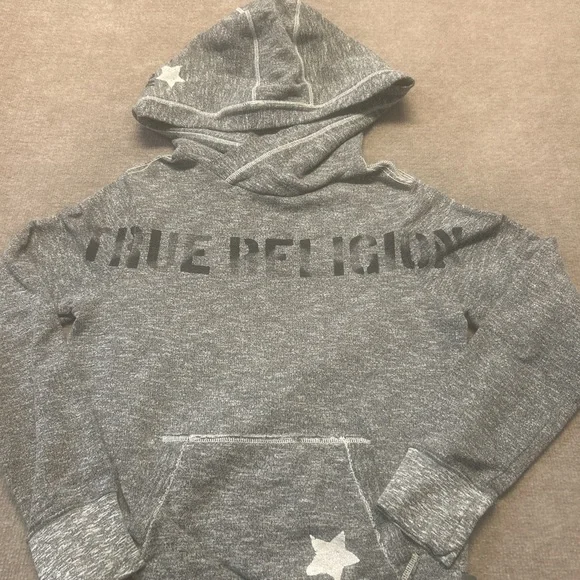 True Religion Heather Gray Knit Hoodie 0402