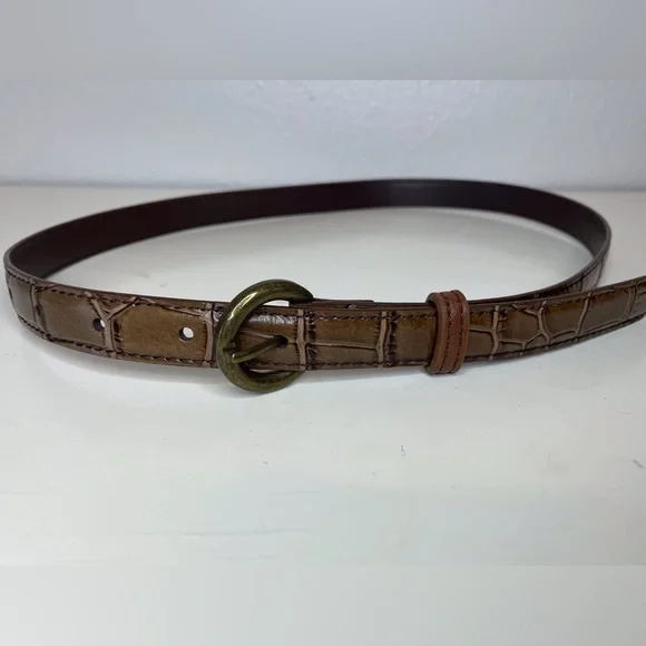Simple Retro Vintage Women’s Brown Slim‎ Belt Size 26”/28”