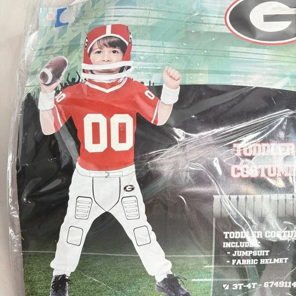 Toddler Football Costume Jumpsuit Helmet Georgia Bulldogs 3T 4T