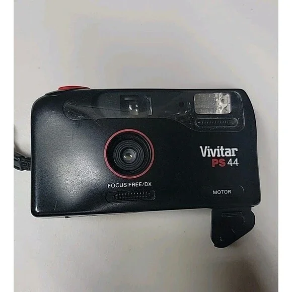 Vtg Vivitar PS44 Focus Free DX Flash Motorized 35mm Camera - Tested Works