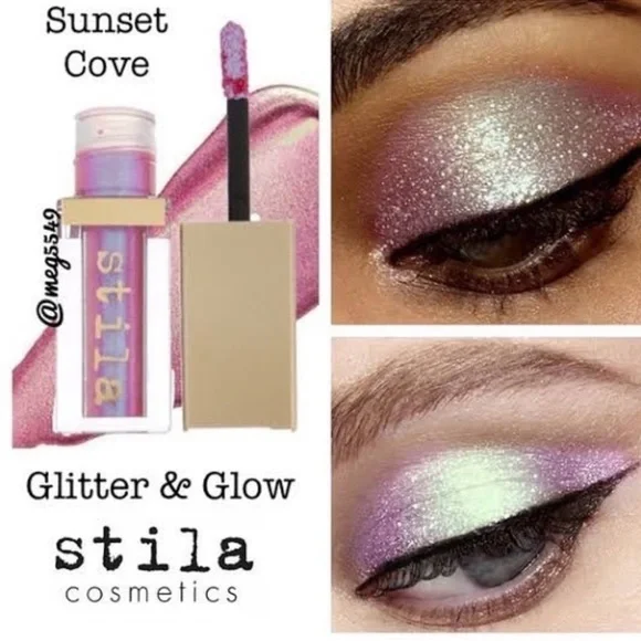 Stila Magnificent Metals Glitter Glow Liquid Eyeshadow Sunset Cove Pink NEW