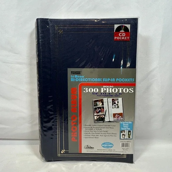 Vintage Photo Album 300 Pictures 4x6 Pioneer Le Memo Spiral Leather Pockets Blue