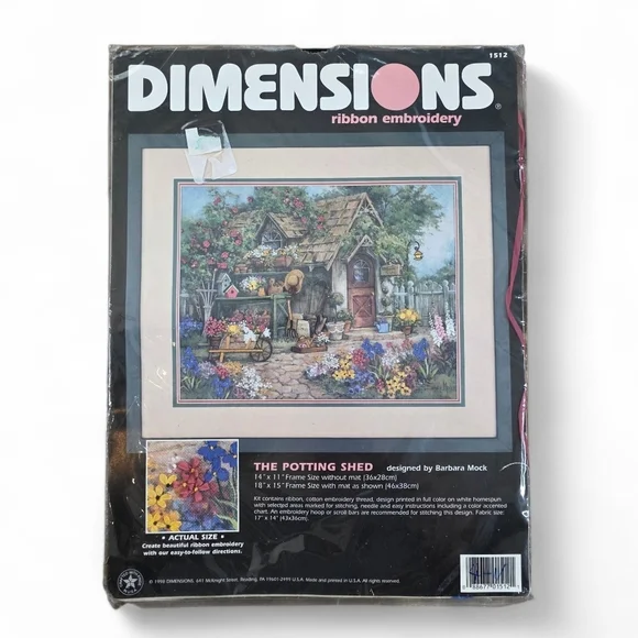 Vintage 1998 Dimensions “The Potting Shed” Ribbon Embroidery Kit 1512 NIP