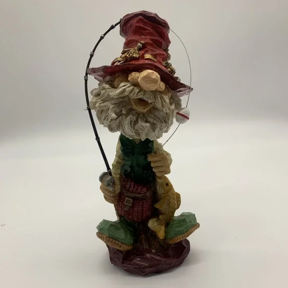 Vintage Bearded‎ Fisherman Grandpa Bobblehead with Fishing Pole