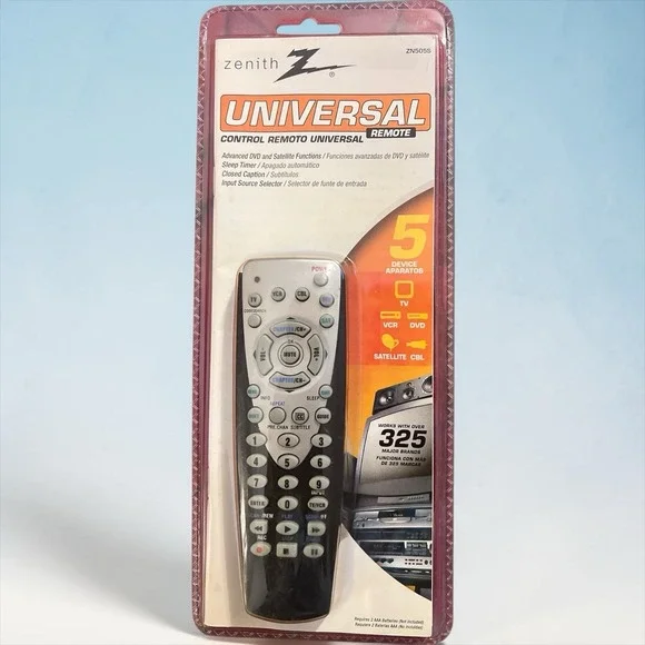 Zenith ZN505S 5 Device Universal TV DVD VCR Cable Remote New Sealed
