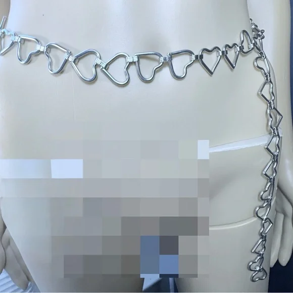 Silver Heart Chain Belt