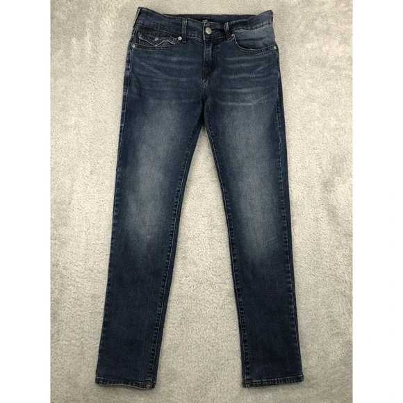True Religion Jeans Mens 30x31 Rocco Relaxed Skinny Blue Denim Low Rise