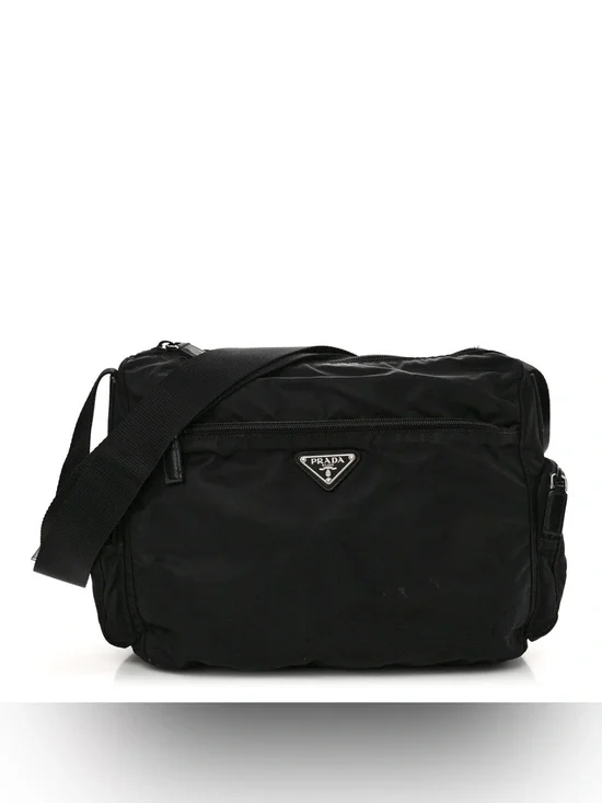 Prada Black Nylon Messenger Crossbody Bag for Men