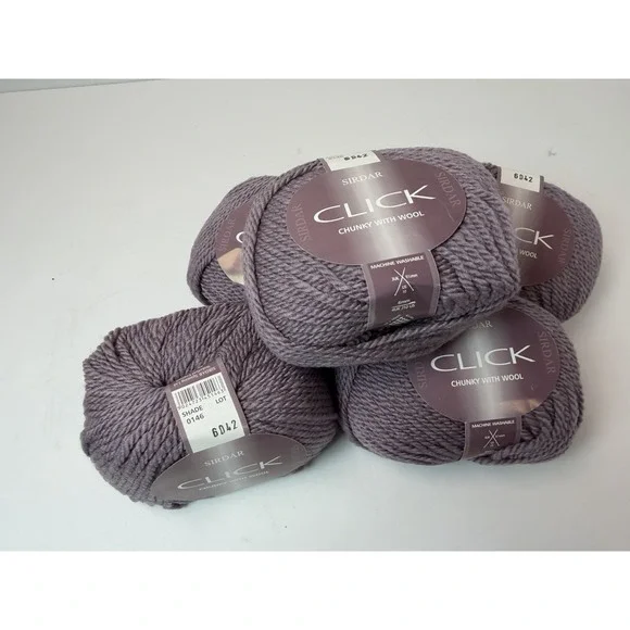 SIRDAR Click Chunky With Wool Yarn Color Bloom Purple Lot 5 50g 81 yards each