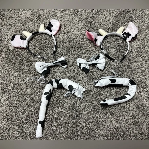 Cow Print Kids Headband and Tail Set