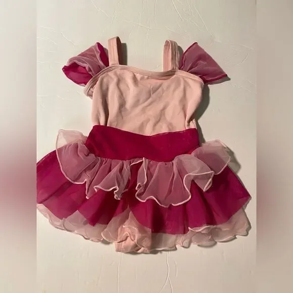 Body wrappers dance costume 2229 pink ballet dress ruffled leotard tutu 6-7X