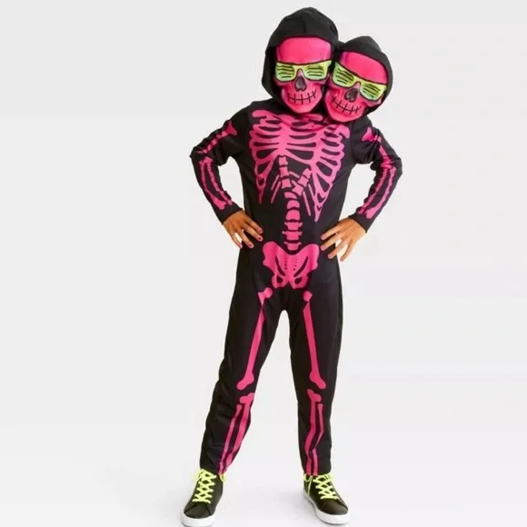Kids Hyde & Eek TWO-HEADED SKELETON Halloween Costume Jumpsuit Size Large NWT