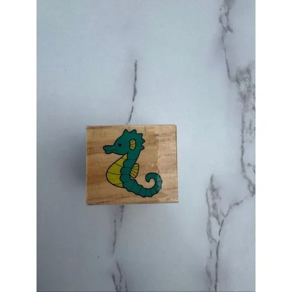 New Cartoon Seahorse Rubber Stamp