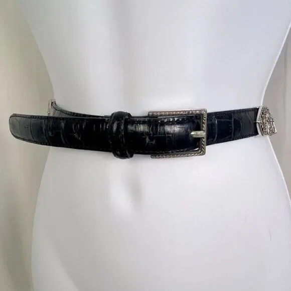 BRIGHTON WOMENS BLACK LEATHER BELT SIZE L