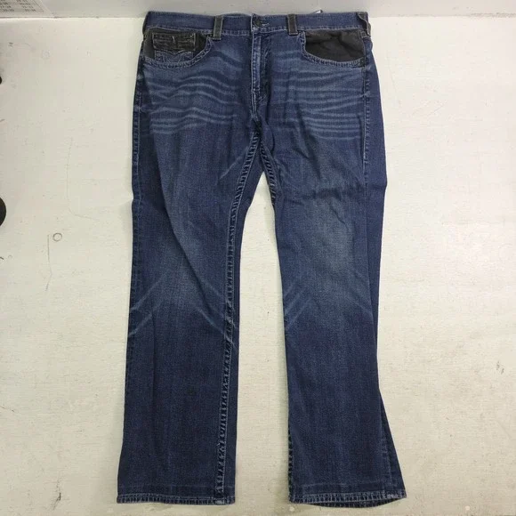 True Religion World Tour Jeans Men's 40x30 Section Straight Flap Pocket Blue EUC