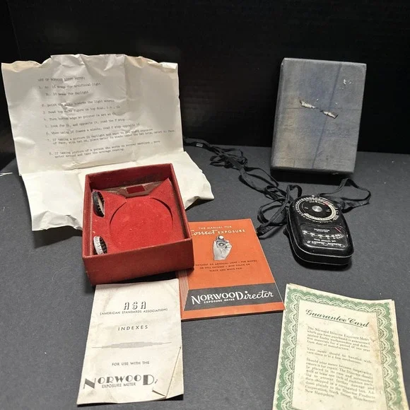 Norwood Director Exposure Meter Film Photography‎ Vintage w/ Box Instructions