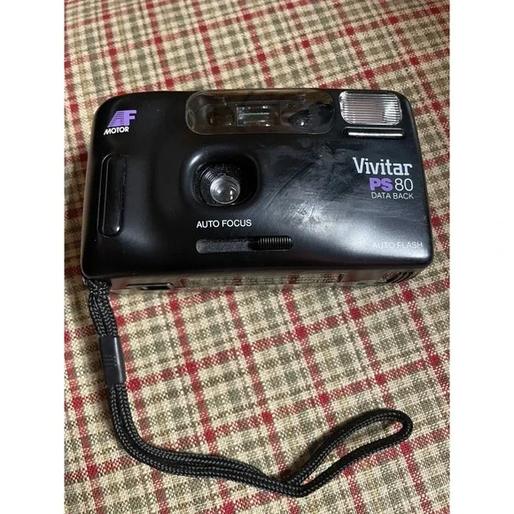 VIVITAR PS80 Data Back Auto Focus‎ Flash Camera 35mm Teated Works