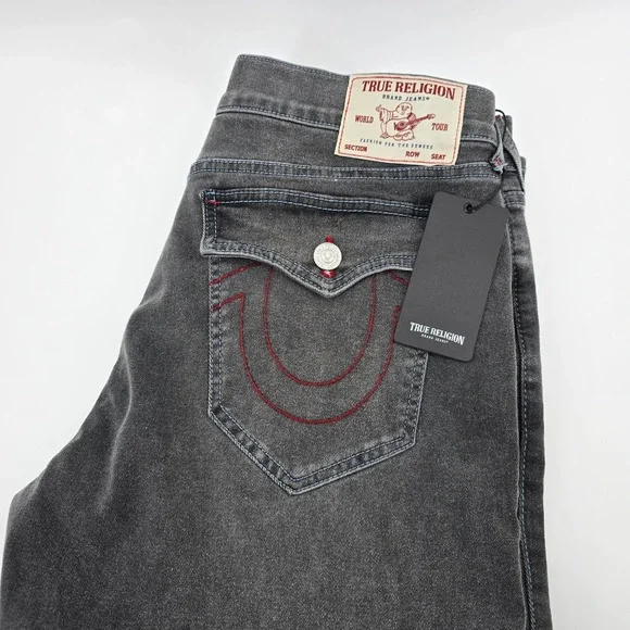 True Religion Ricky Relaxed Straight Jeans Mens Grey Phantom Wash 36x34 NWT