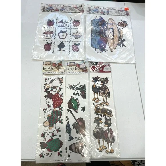 Vintage Cache‎ Junction Seitec Velour Iron-on Transfers Lot Crows Angels Teacher