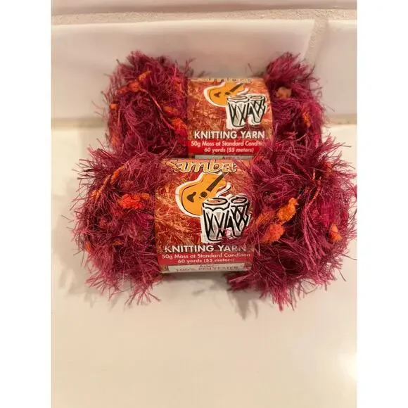 Lot of 2 Samba Sullivans Knitting Eyelash‎ Yarn Fun Fur Pink Aztec Yarn #90402