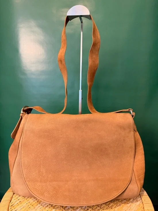 Vintage Eddie Bauer Saddle Tan Leather Messenger‎ Bag
