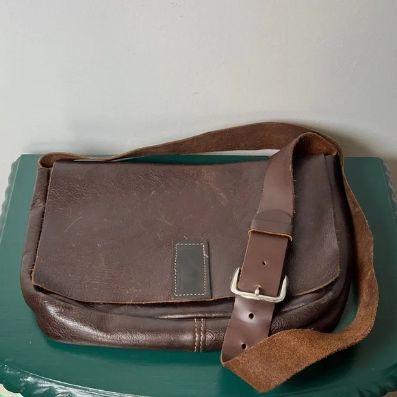 Brandolini Boston MA USA Vintage Rare Brown Genuine Leather‎ Messenger Bag