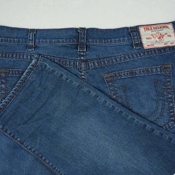 True Religion Ricky Relaxed Straight Super T Blue‎ Jeans Mens 46x24 Medium Wash