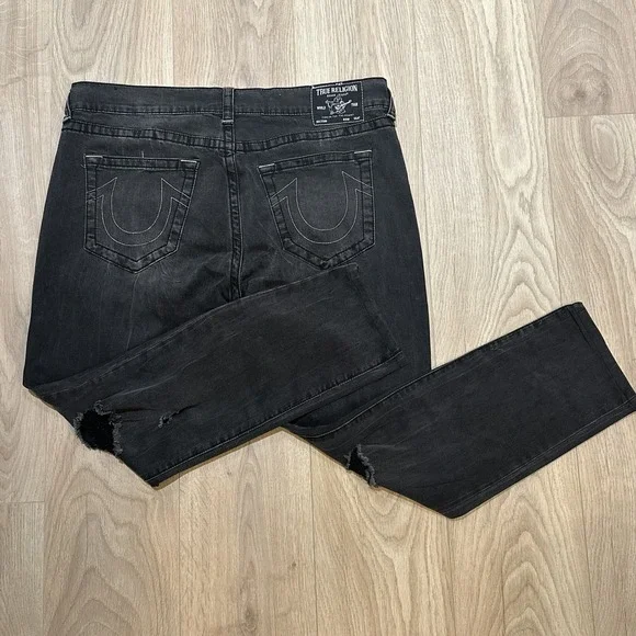 True Religion Jeans Rocco Skinny Mens 38x29 Grey Roasting Wash. Distressed‎ EUC