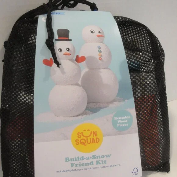 Sun Squad Build A Snow Friend Kit 13 Piece Reusable Set New in Mesh bag