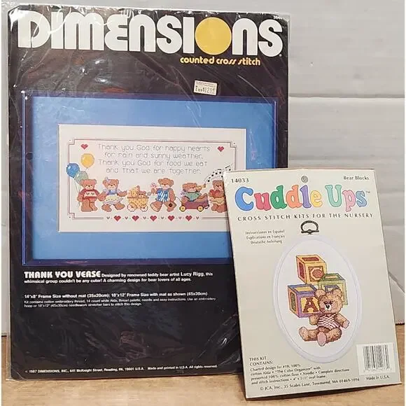 Dimensions Counted Cross Stitch Thank You Verse Cuddle Ups‎ Bear Blocks Nursery