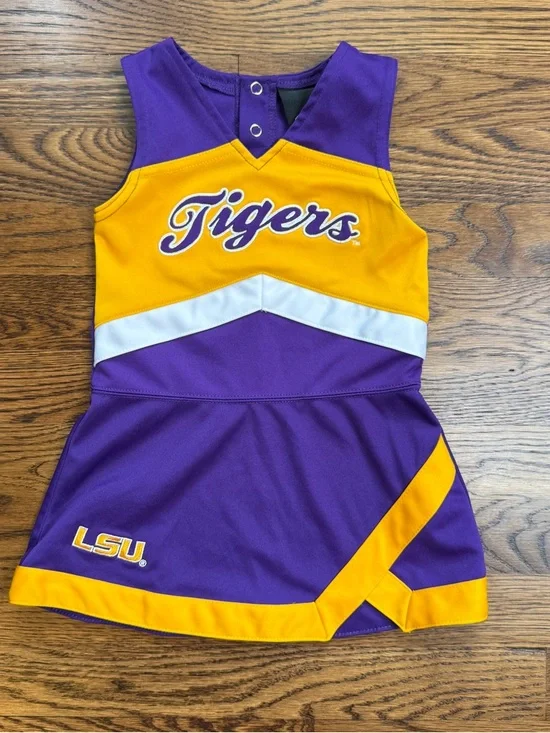 Gen 2 Girls Purple & Gold LSU Tigers Football Basketball Cheerleader Dress 2T