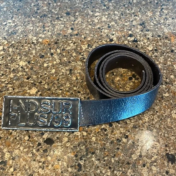 Vintage Aldo Large Buckle Dark Black Distressed Leather Belt Size XL Y2K