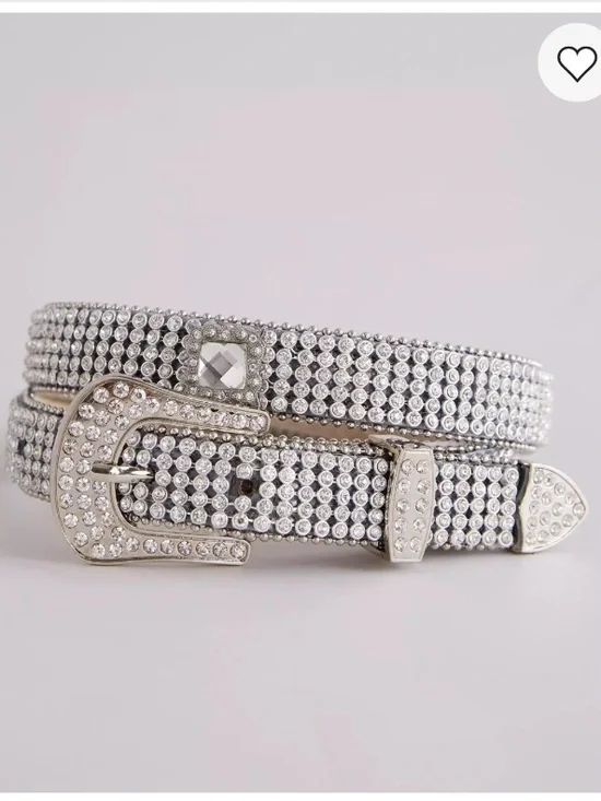 Buckle Nocola Rhinestone Glitz Leather Belt Size Small