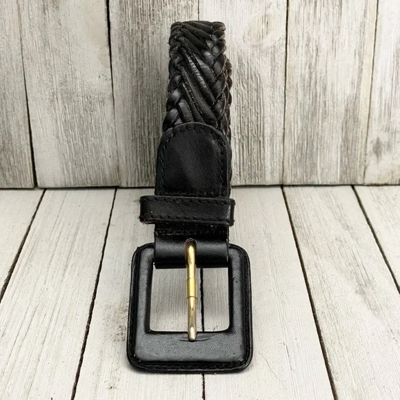 ANN TAYLOR Vintage Genuine Leather Braided Belt