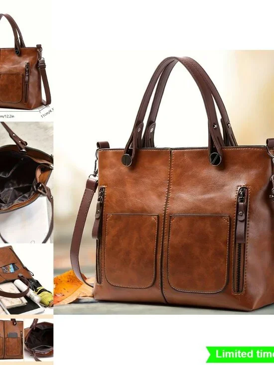 Unisex Commuter Bag Vintage Style Crossbody Bag Versatile Casual Shoulder Tote