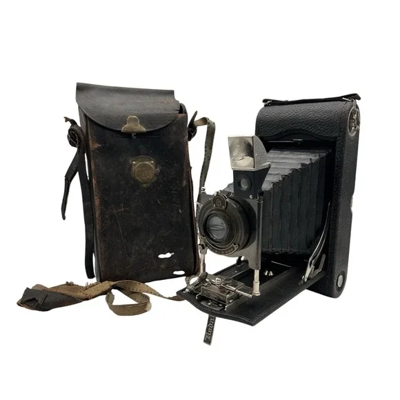 Antique‎ Kodak No. 3a Model C Autographic A-122 Film Folding Camera w/ Case