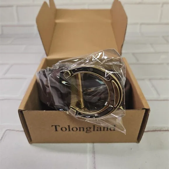 Tolongland Brown Golden Colored Horseshoe Belt 1.5