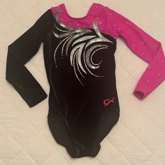 GK Black and Pink Leotard with Silver Detailing