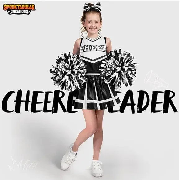 2/$15 Spooktacular Creations Girl Cheerleader Costume Cheer Uniform Size L 10-12