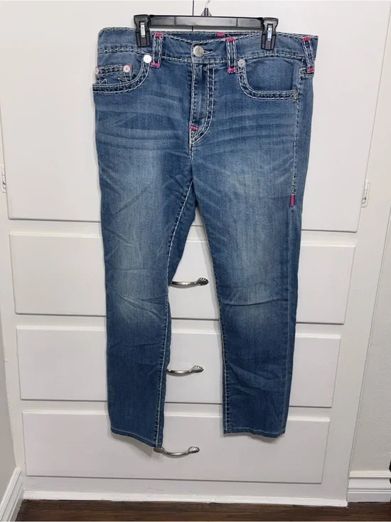 True Religion Rocco Relaxed Skinny with Pink Stitching