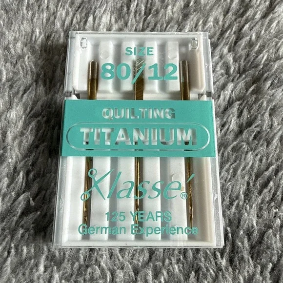 Klasse Sewing Machine Needles, QUILTING TITANIUM Size 80/12 Jeans Demim‎ 3 Pk