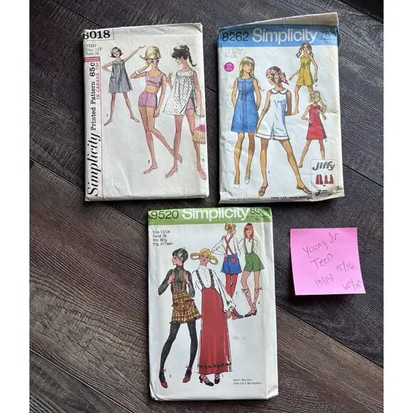 Vintage Lot 60's 70's Girls Sz 13 14 15 16 Sewing Patterns Dresses Boho Jr Teen