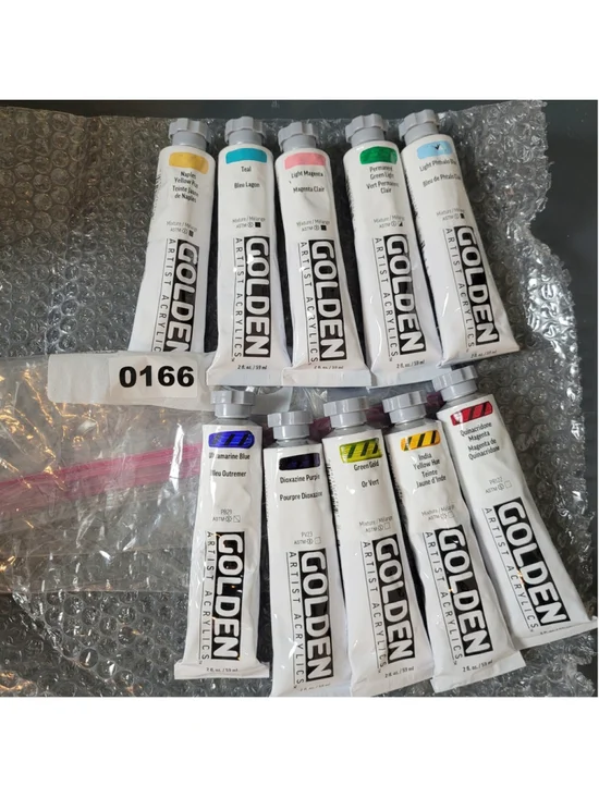 #166 Golden Heavy Body Acrylic Paint Lot Of 10 Colors New/Sealed 2oz