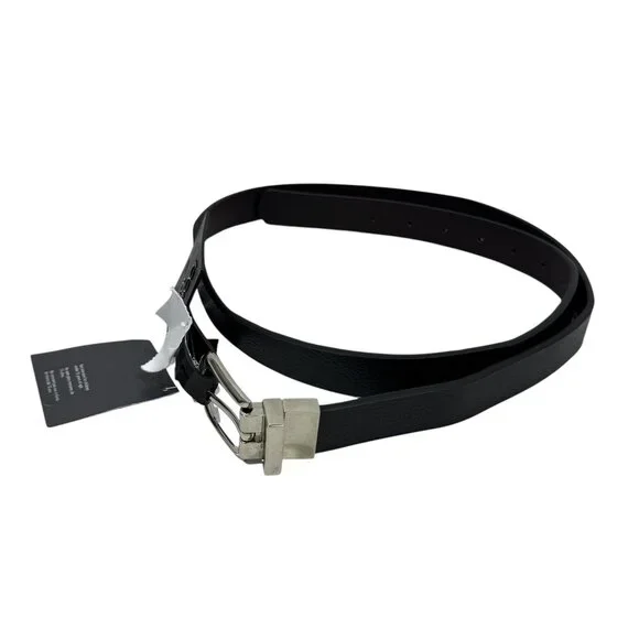 Minicci Women’s Size Large XL Black Dark Brown Reversible Faux Leather Belt New