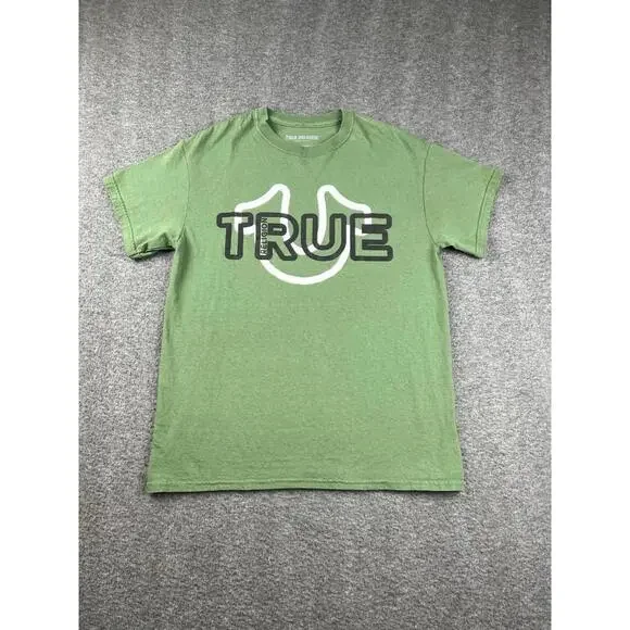 True‎ Religion Men's Graphic Tee Stylish Green Size Medium