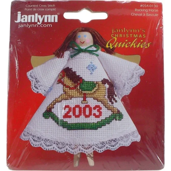 Janlynn Christmas Quickies Rocking Horse 2003 Counted Cross Stitch Angel Vintage